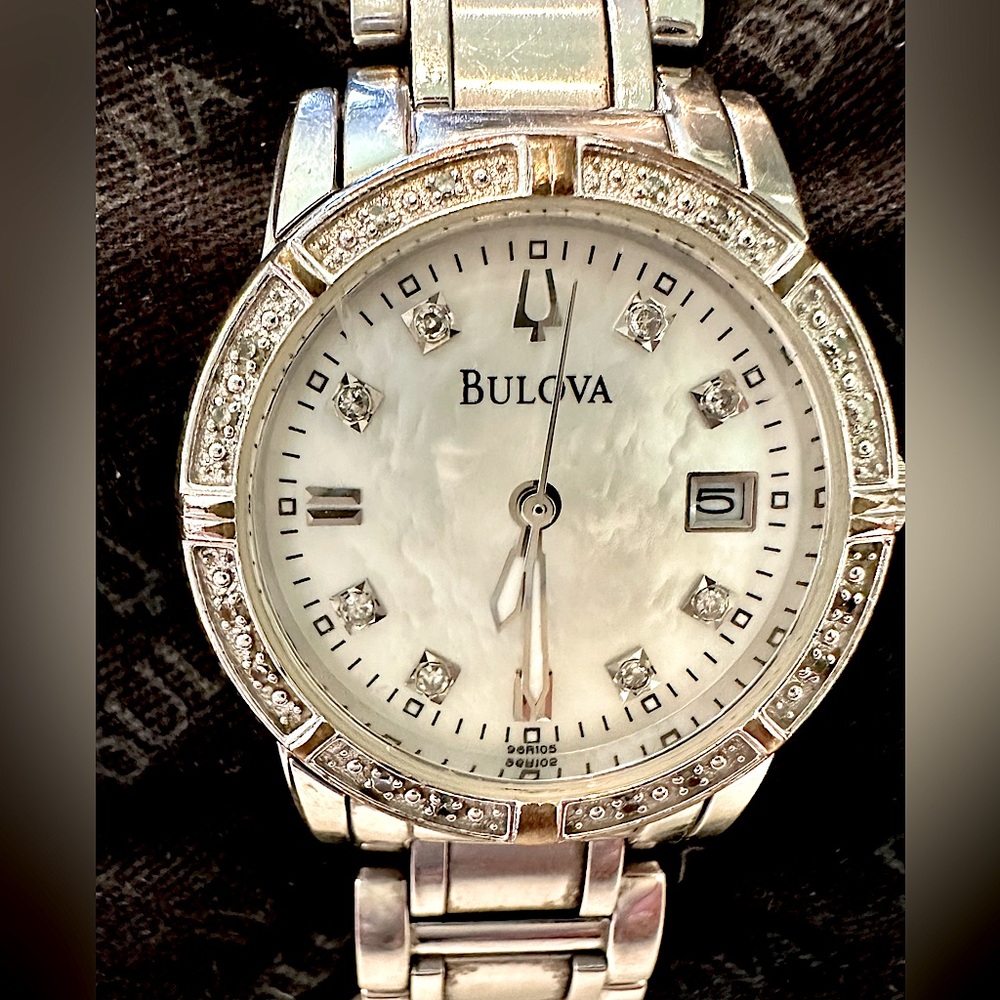 Bulova Women's Mother Of Pearl Diamond Accent Watch